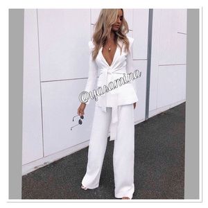 Zara belted blazer+ pants bloggers favorite
